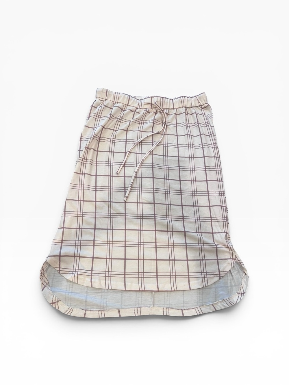 Tickled Teal L  Drawstring Midi Skirt - Cream/Pink